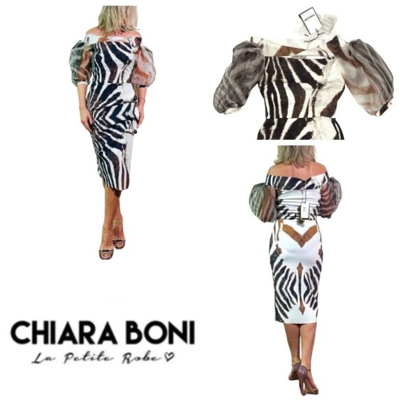 Chiara Boni Dresses & Skirts - NWT Auc La Petite Robe Di Chiara Boni Saida Animal Print Ruffle Dress 4 $856